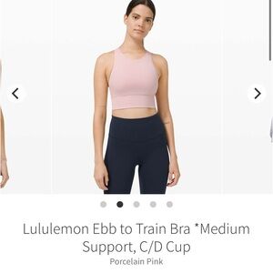 lululemon athletica Porcelain Pink Ebb to Train Bra